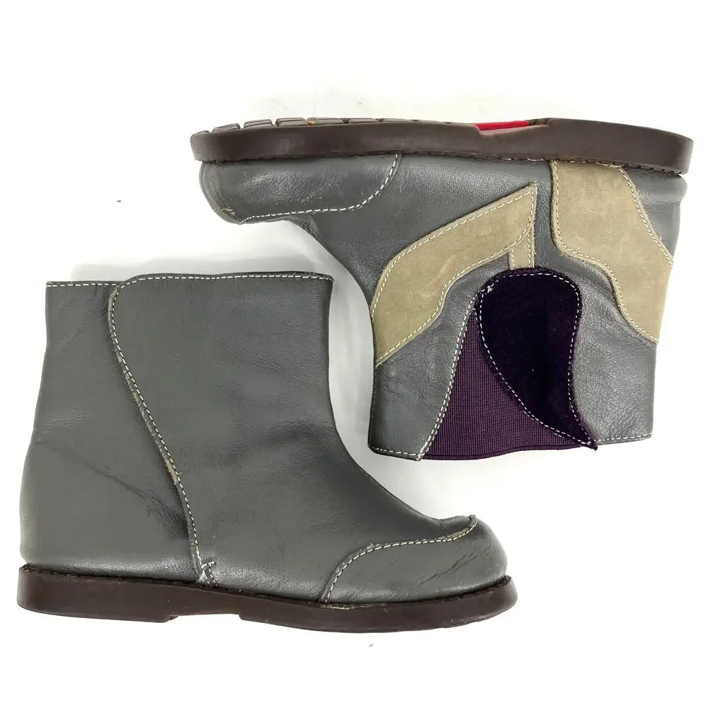 See‎ Kai Run gray red leather toddler booties (7)